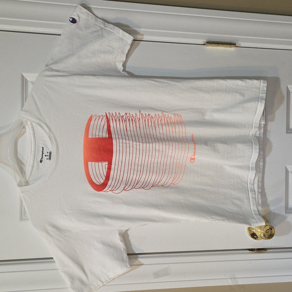 Champion Men's White Tee with Orange Graphic